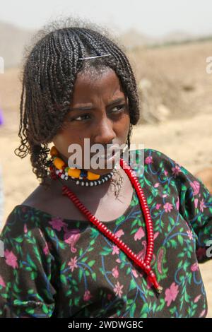 Afar people residents of the The Danakil Desert (or Afar Desert) a desert in northeast Ethiopia, southern Eritrea, and northwestern Djibouti. Situated Stock Photo