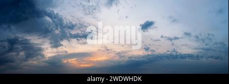 Dramatic sky with clouds at sunset. Natural sky background. Stock Photo