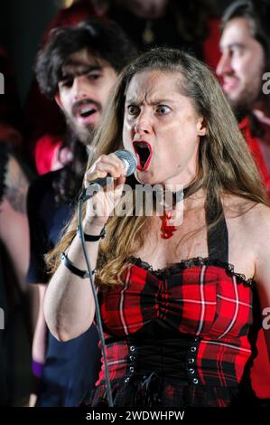 HELLSCORE The Metal a capella choir by Noa Gruman. Hellscore, formed in 2016, is a 40 member vocal ensemble of male and female metal heads who sing m Stock Photo