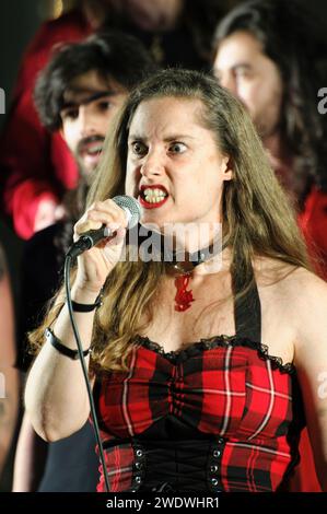 HELLSCORE The Metal a capella choir by Noa Gruman. Hellscore, formed in 2016, is a 40 member vocal ensemble of male and female metal heads who sing m Stock Photo