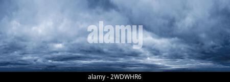Panorama of sky with dark clouds before the storm. Weather forecast. Stock Photo