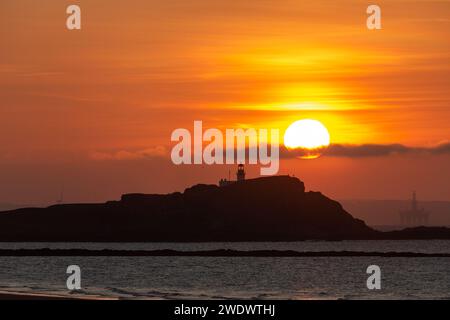 A beautiful Sunset over the Island of Fidra in the Firth of Forth near North Berwick Stock Photo