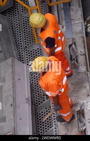 Milan, yard for construction of new subway line number 5 - Milano cantiere per la costruzione della nuova linea 5 della Metropolitana Stock Photo