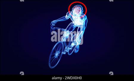 Abstract illustration of a Cyclist and a concussion Stock Photo