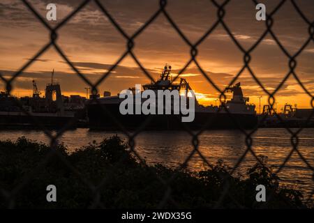 Seattle, USA. 13 Dec, 2023. Sunrise over Seattle. Stock Photo