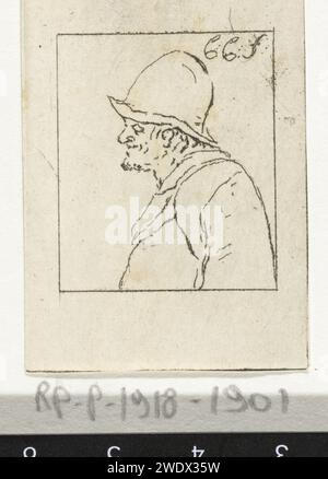 Bust of an old fisherman, Pieter de Mare, after Christina Chalon, 1777 - 1779 print The bust of an old fisherman. Bust to the left. He is wearing a fishing cap. Leiden paper etching morphology of human expression (+ old male (human being)). fisherman Stock Photo