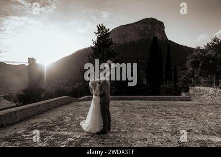 Married couple, bride and groom celebrating their day. Stock Photo
