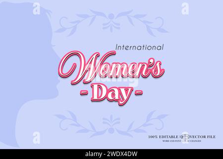 Happy Women's Day Editable 3D Style EPS Vector Text Effect Stock Vector