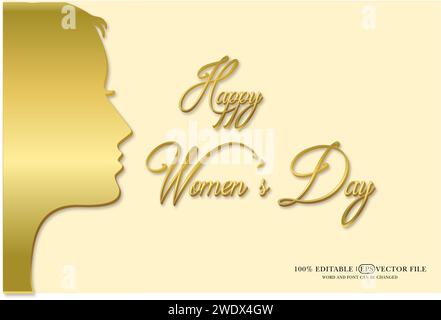 Happy Women's Day Editable 3D Style EPS Vector Text Effect Stock Vector