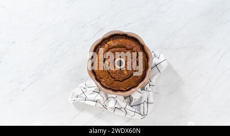 Gingerbread bundt cake with caramel filling Stock Photo
