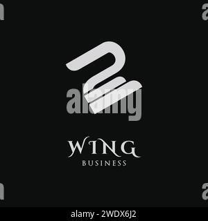 Initial Letter Number 2 or Two Wing Icon Logo Design Template Stock Vector