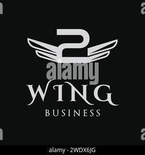 Initial Letter Number 2 or Two Wing Icon Logo Design Template Stock Vector