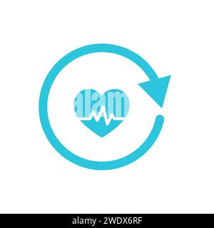 Heart pulse. Lifespan, life cycle icon. From blue icon set. Stock Vector