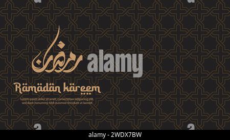 Islamic Ramadan Kareem background with seamless pattern and arabic calligraphy Stock Vector