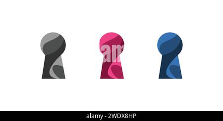 The Key logo design is unique and colorful Stock Vector