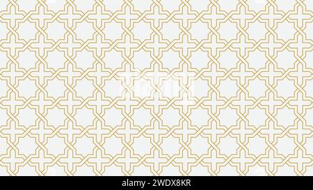 Seamless pattern based on traditional islamic art. Gold color lines.Great design for fabric,textile,cover,wrapping paper,background.Fine lines. Stock Vector