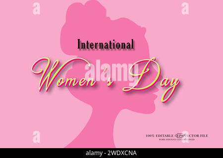 Happy Women's Day Editable 3D Style EPS Vector Text Effect Stock Vector
