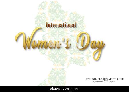 Happy Women's Day Editable 3D Style EPS Vector Text Effect Stock Vector