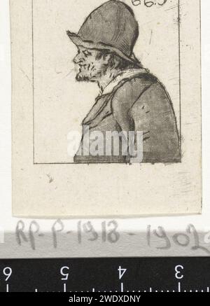 Bust of an old fisherman, Pieter de Mare, after Christina Chalon, 1777 - 1779 print The bust of an old fisherman. Bust to the left. He is wearing a fishing cap. Leiden paper etching morphology of human expression (+ old male (human being)). farmers. fisherman Stock Photo