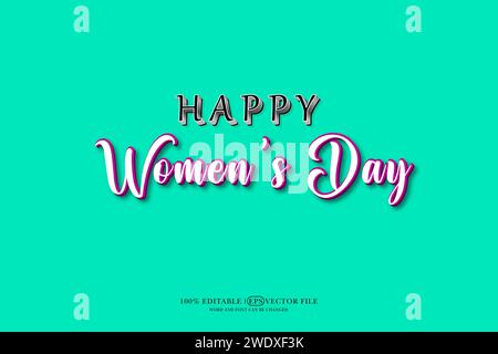 Happy Women's Day Editable 3D Style EPS Vector Text Effect Stock Vector