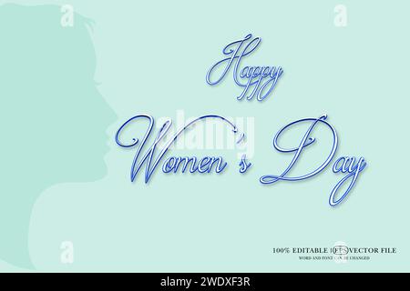 Happy Women's Day Editable 3D Style EPS Vector Text Effect Stock Vector