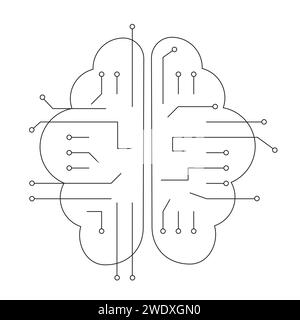 Artificial general intelligence sign. Engineers and developer neuron network and technology brain. Computer science. Vector illustration Stock Vector