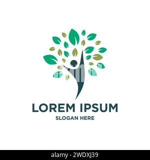 Abstract green leaf logo icon vector design. Landscape design, garden, Plant, nature and ecology vector logo. Ecology Happy life Logotype concept icon Stock Vector