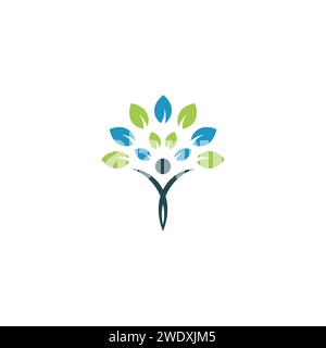 Abstract green leaf logo icon vector design. Landscape design, garden, Plant, nature and ecology vector logo. Ecology Happy life Logotype concept icon Stock Vector