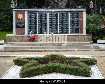 Sochi, Russia - February 12, 2023: Monument to the soldiers-Khostins who died during the Great Patriotic War Stock Photo