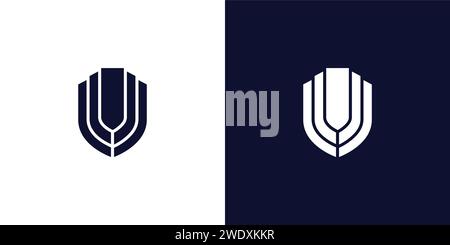 The shield logo design is bold and strong Stock Vector