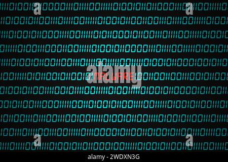 Red word "Malware" hidden in the middle of a binary code sequence. Stock Photo