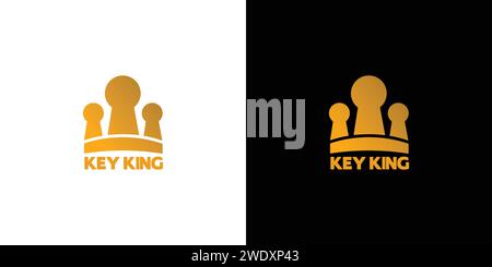 Unique and modern Key King logo design Stock Vector