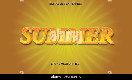 Editable text style effect - retro summer text in grunge style theme. vector illustration. Stock Vector