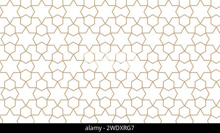 Seamless pattern based on traditional Islamic art. Gold color line. Great design for fabric, textile, cover, wrapping paper, background. Fine lines. Stock Vector