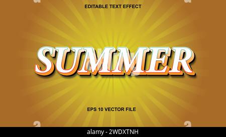 Editable text style effect - retro summer text in grunge style theme. vector illustration. Stock Vector
