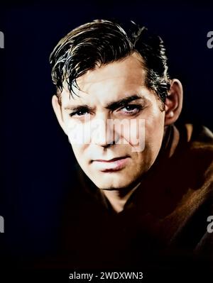 Clark Gable (MGM, 1930s). Portrait Photo colorized Stock Photo