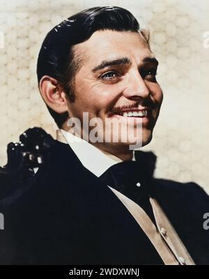 Clark Gable by Clarence Sinclair Bull (MGM, 1940s) publicity photo - colorized Stock Photo