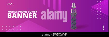 Mobile phone tower banner for print and design. Vector illustration. Stock Vector