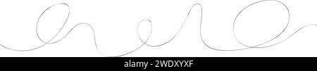 Thin wavy line pattern with flowing curves, undulating abstract background. Squiggle design for subtle. Flat vector illustration isolated on white Stock Vector