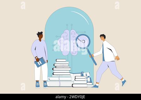 Artificial intelligence research. AI technology system solution. Computer science. Vector illustration Stock Vector