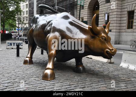 MANHTTAN/NEW YORK CITY / NEW YORK /USA/06.JUNE 2018 Most powerfull and photographed Bowling green bull or in other name wall street bull in brinzz and location manhaatan financial district in New York, USA. . Photo.Francis Dean / Deanpictures. Stock Photo