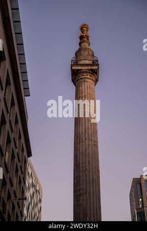 Monument to the Great Fire of London, Sir Christopher Wren-designed column commemorating London's Great Fire, with a viewing platform, London, England Stock Photo