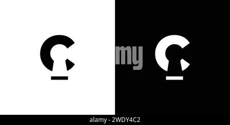 The initial C key logo design is simple and unique Stock Vector
