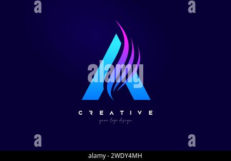 K blue swoosh alphabet letter logo icon template. Creative design for ...