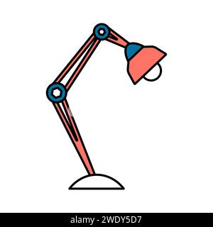 Table desk lamp in flat outline style. Reading light in cartoon style. Vector clipart icon. Stock Vector