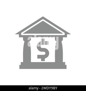 Bank building with dollar sign. Finance and banking icon. Stock Vector