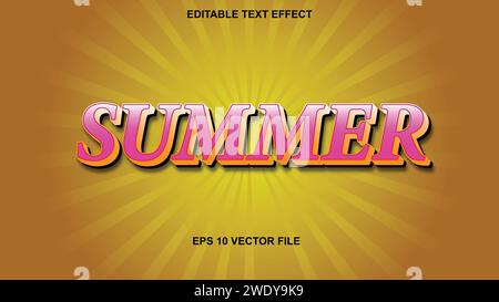 Editable text style effect - retro summer text in grunge style theme. vector illustration. Stock Vector