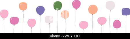 Balloon bunch. Birthday and party celebrations. Festive baloon illustration. Flat vector illustration isolated on white background. Stock Vector