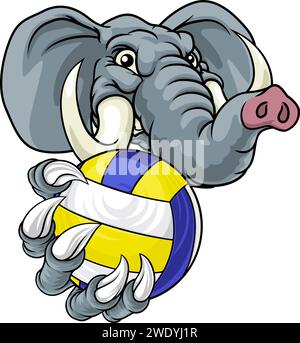 Elephant Volleyball Volley Ball Animal Mascot Stock Vector Image & Art 