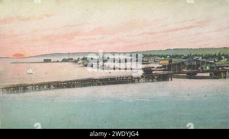 Aerial view Sturgeon Bay Wisconsin postcard Bosselman. Stock Photo